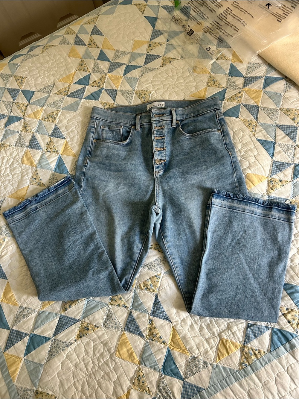 LOFT Light Blue High-Rise Button-Fly Jeans